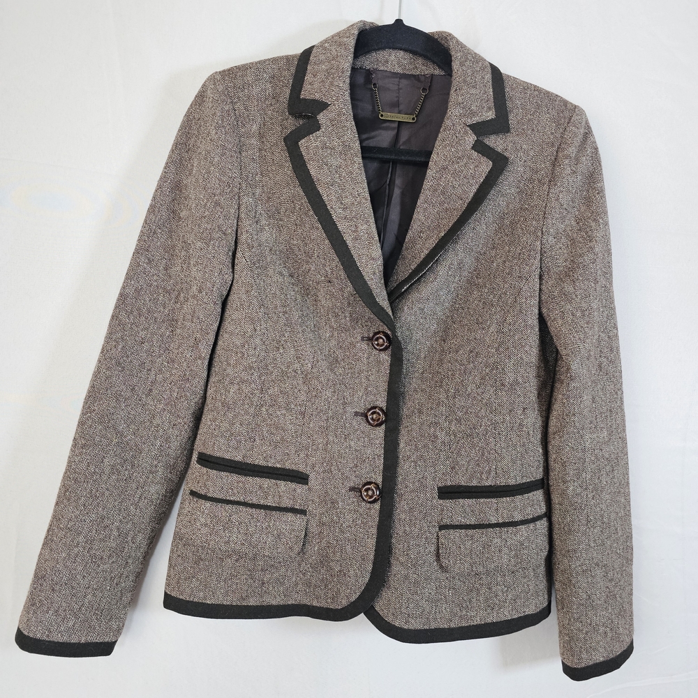 Trina Turk Wool Blend Brown Tweed‎ Suit sz 2 Made in California